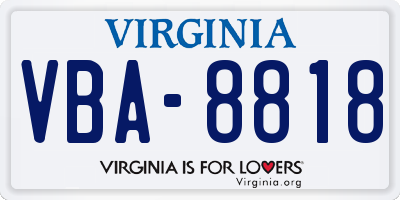 VA license plate VBA8818