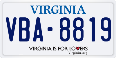 VA license plate VBA8819