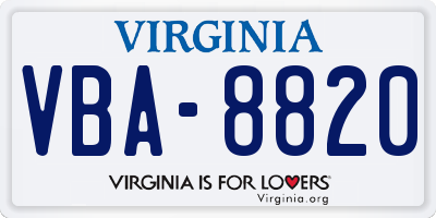 VA license plate VBA8820