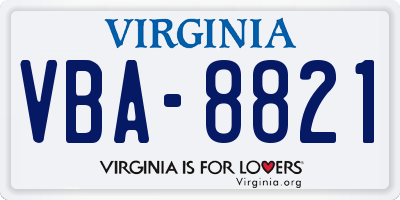 VA license plate VBA8821