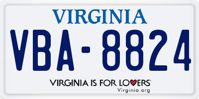 VA license plate VBA8824