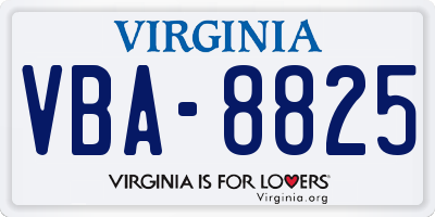 VA license plate VBA8825