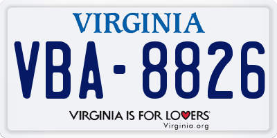 VA license plate VBA8826
