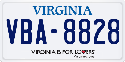 VA license plate VBA8828