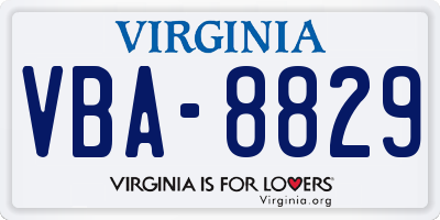 VA license plate VBA8829