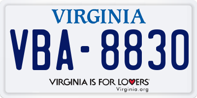 VA license plate VBA8830