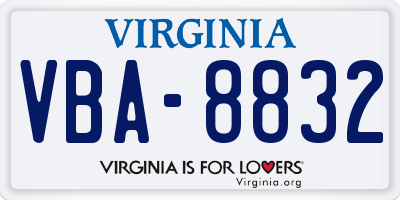 VA license plate VBA8832