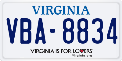 VA license plate VBA8834
