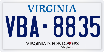 VA license plate VBA8835