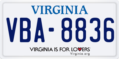 VA license plate VBA8836