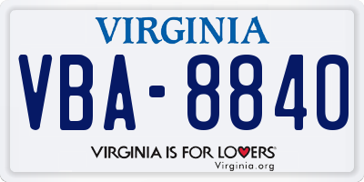 VA license plate VBA8840