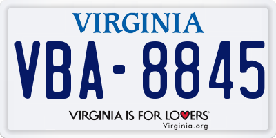 VA license plate VBA8845