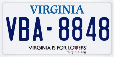 VA license plate VBA8848