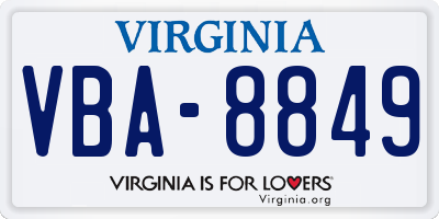 VA license plate VBA8849