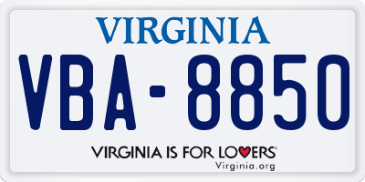 VA license plate VBA8850