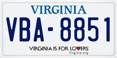 VA license plate VBA8851