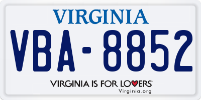 VA license plate VBA8852