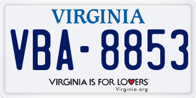 VA license plate VBA8853