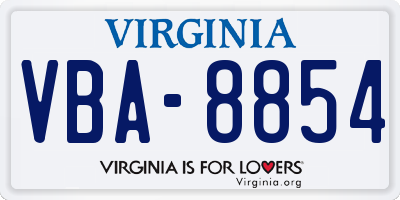 VA license plate VBA8854