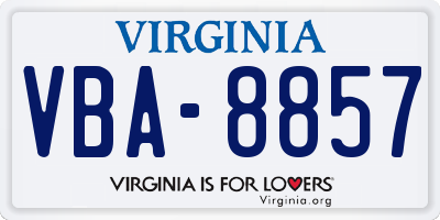 VA license plate VBA8857