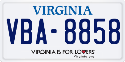 VA license plate VBA8858