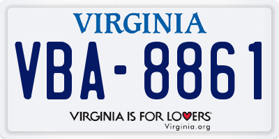 VA license plate VBA8861