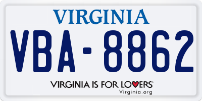 VA license plate VBA8862