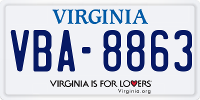 VA license plate VBA8863