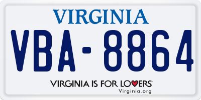 VA license plate VBA8864