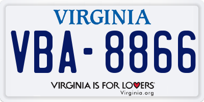 VA license plate VBA8866