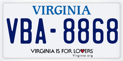VA license plate VBA8868