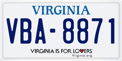 VA license plate VBA8871