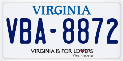 VA license plate VBA8872