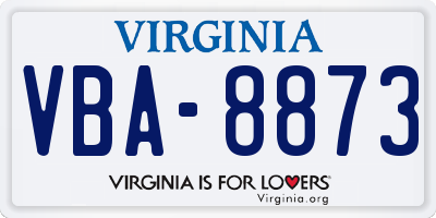 VA license plate VBA8873