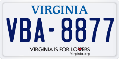 VA license plate VBA8877