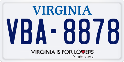 VA license plate VBA8878