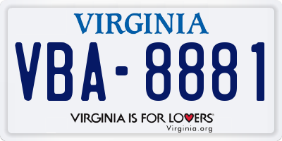 VA license plate VBA8881