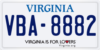 VA license plate VBA8882
