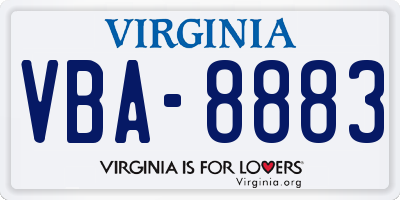 VA license plate VBA8883