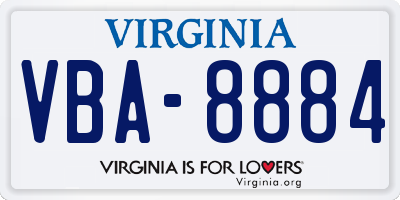 VA license plate VBA8884