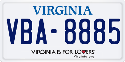 VA license plate VBA8885