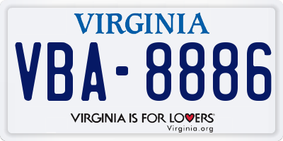 VA license plate VBA8886