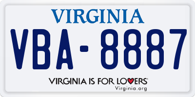 VA license plate VBA8887