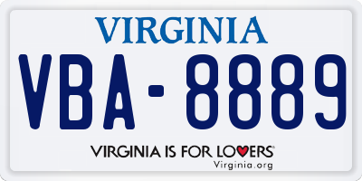 VA license plate VBA8889