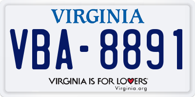 VA license plate VBA8891