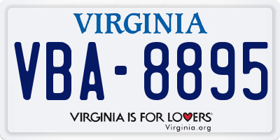 VA license plate VBA8895