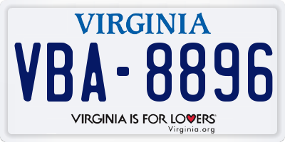 VA license plate VBA8896