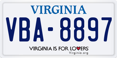 VA license plate VBA8897