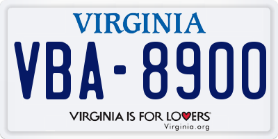 VA license plate VBA8900
