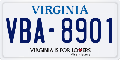 VA license plate VBA8901